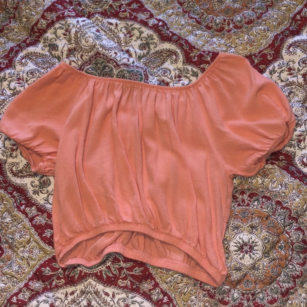 cute salmon colored crop too, off shoulder or one shoulder  (wear two ways)